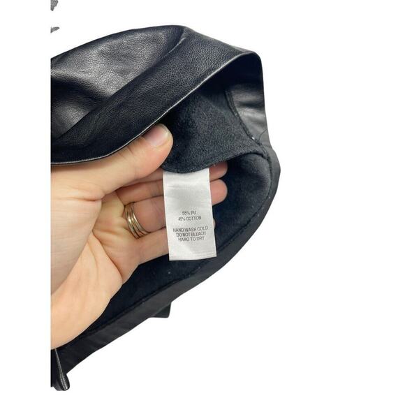 Lulu’s Black Faux Leather Jacket Shacket Puff Shoulder Womens Small - Picture 5 of 8